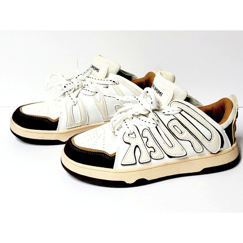 BBRJMIMI Chunky Skate Sneakers Mens White Brown Low Top Streetwear Shoes